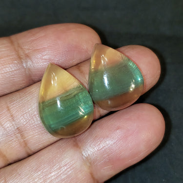 2Pcs Natural MULTI-Color Fluorite Cabochons. Size - 21x16mm